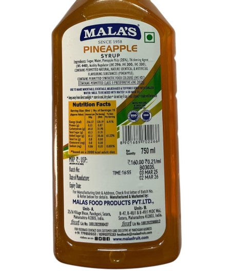 MALA'S Syrup Pineapple 750ml