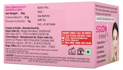 Dabur Fem Face Bleach Saffron & Milk 24g