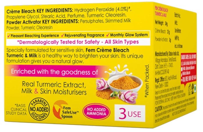 Λευκαντικό προσώπου Dabur Fem με εκχύλισμα Κουρκουμά & Γάλα 24 γρ.