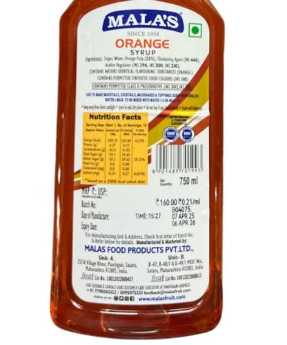 MALA'S Syrup Orange 750ml